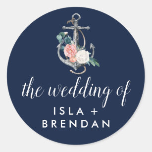 Floral Anchor Navy Summer The Wedding Of Classic Round Sticker