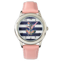 Floral anchor on striped background