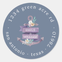 floral anchor purple monogram return address