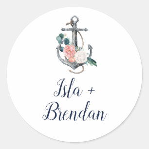 Floral Anchor Summer Wedding Envelope Seals