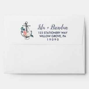Floral Anchor   Summer Wedding Invitation Envelope