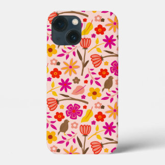 Floral And Bird Retro Styled iPhone 13 Mini Case