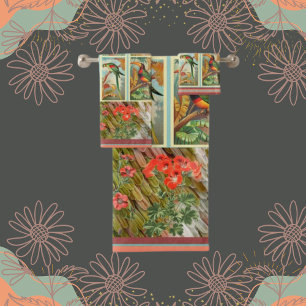 Floral and Birds Bath Towel Set