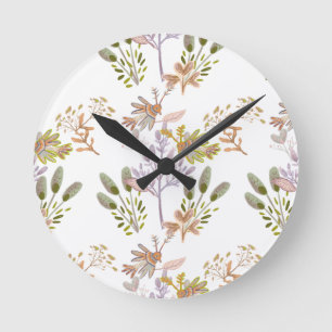 floral and birds round clock