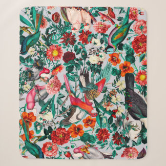 FLORAL AND BIRDS XIV-II SHERPA BLANKET