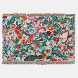 FLORAL AND BIRDS XIV-II THROW BLANKET