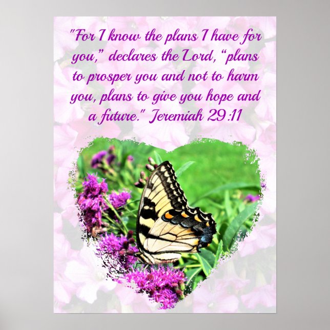 FLORAL AND BUTTERFLY JEREMIAH 29:11 VERSE POSTER (Front)