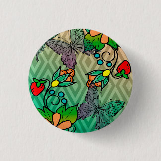 floral and butterflys 1 inch round button