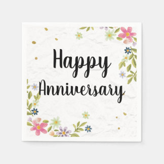Floral and Colourful Happy Anniversary  Napkin