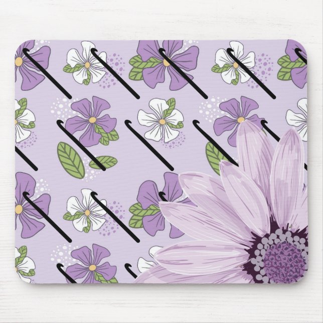Floral and Crochet Hook Mousepad (Front)