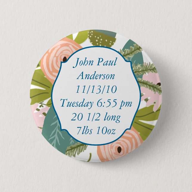 Floral and Fauna 2 Inch Round Button (Front)
