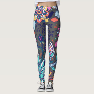 Floral And Glamour Seamless Pattern Spring Cute Leggings