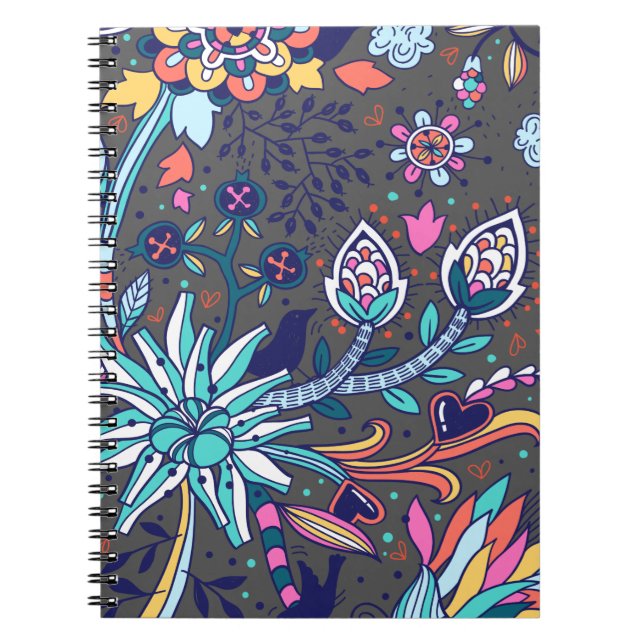Floral And Glamour Seamless Pattern Spring Cute Notebook (Front)