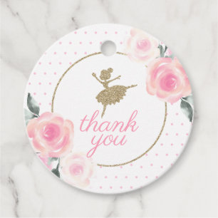 Floral and Gold Ballerina thank you favour Tags