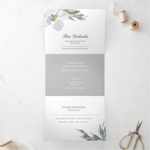 Floral and Greenery All In One Wedding Invite