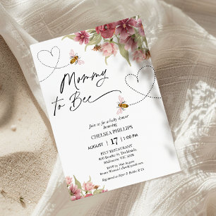 Floral And Hearts Mommy To Bee Bridal Shower Invitation