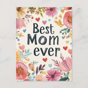 Floral and Hearts Mother’s Day Holiday Postcard