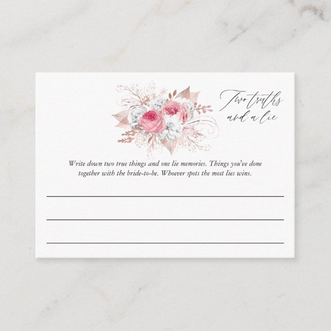 Floral and Lace Bridal Shower Game Enclosure Card (Front)