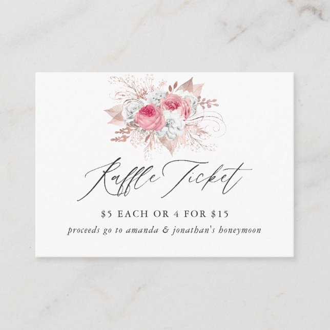 Floral and Lace Bridal Shower Raffle Ticket Enclosure Card (Front)