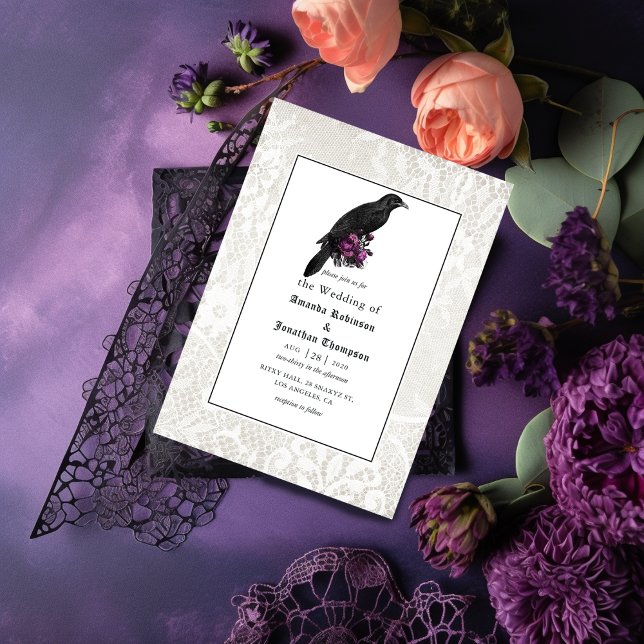 Floral and Lace Gothic Wedding Invitation (Creator Uploaded)