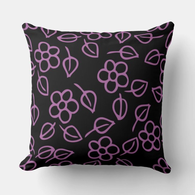 Floral and Leaves Throw Pillow (Front)