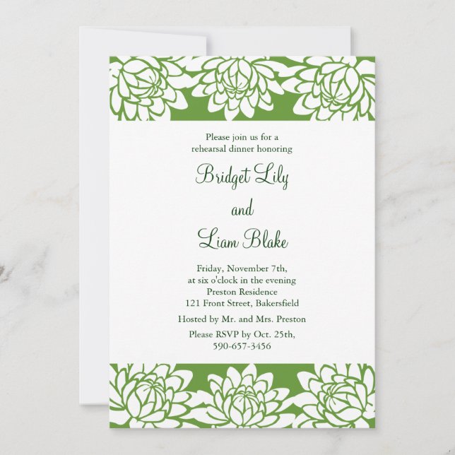 Floral and Modern Rehearsal Dinner Invitation (Front)