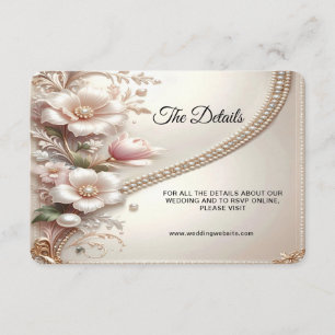 Floral and Pearl Embellishments Detail Enclosure Card