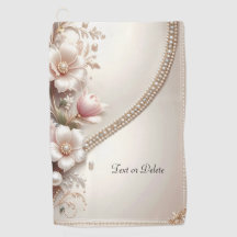 Floral and Pearl Embellishments Golf Towel