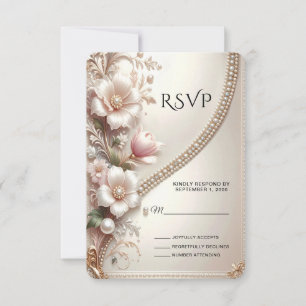 Floral and Pearl Embellishments RSVP Card