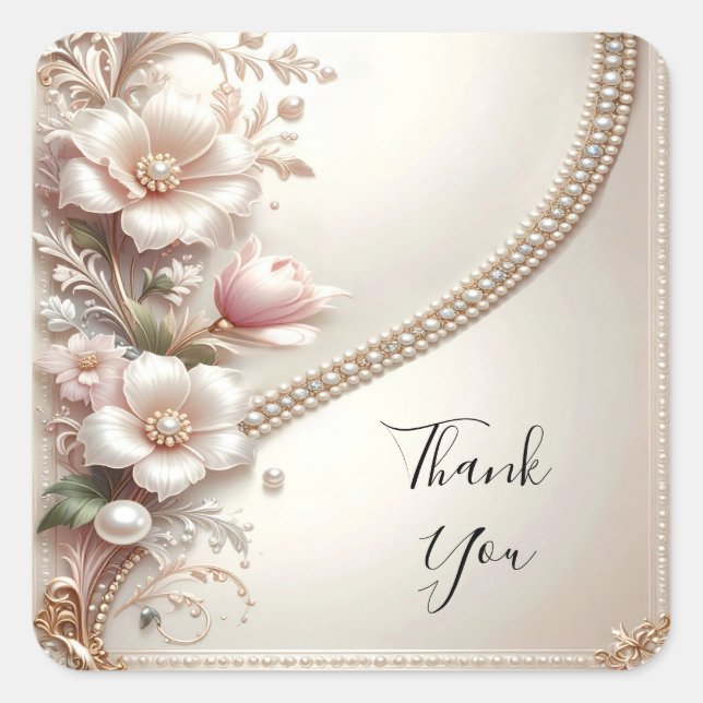 Floral and Pearl Embellishments Sticker (Front)