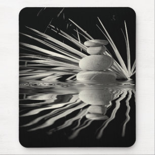 Floral and pebbles mouse pad