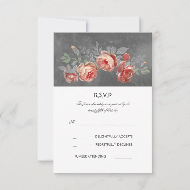 Floral and Rustic Wedding RSVP Card (Front)