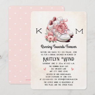Floral and Sneakers Runner Themed Bridal Shower Invitation