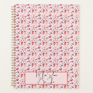 Floral and Strawberry Coquette Ditsy Planner