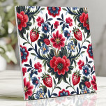 Floral and Strawberry Folk Art Pattern Tile<br><div class="desc">Brighten up your space with this vibrant folk art-inspired design featuring intricate floral motifs and charming strawberries. The bold red, blue, and green tones create a lively and cheerful aesthetic, perfect for backsplashes, accent walls, or adding a touch of whimsical charm to your kitchen or interior décor.</div>