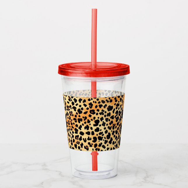 Floral and Tiger Print Plastic Cup (Front)
