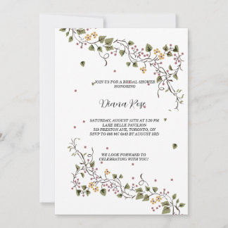 floral and vines minimalistic green invitation