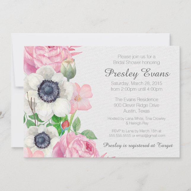 Floral Anemone Bridal Shower Invitation (Front)
