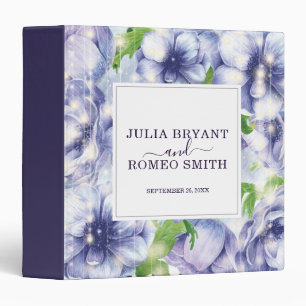 Floral Anemone Purple Personalized Wedding Binder