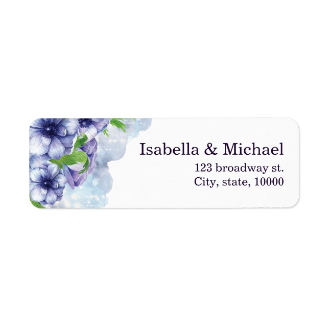 Floral Anemone Purple Wedding Address (Front)
