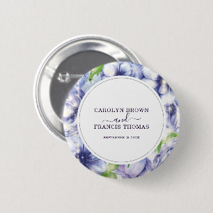 Floral Anemone Purple Wedding Personalized 2 Inch Round Button
