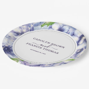 Floral Anemone Purple Wedding Personalized Paper Plate