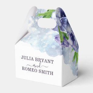 Floral Anemone Purple Wedding Thank you Favor Box