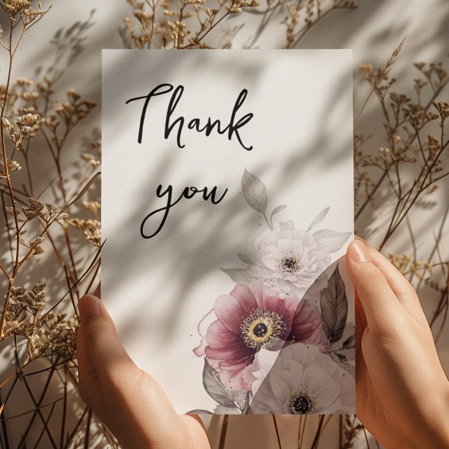Floral Anemones Baby Shower  Thank You Card (Creator Uploaded)