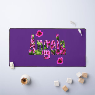 Floral Angela Name, Desk Mat
