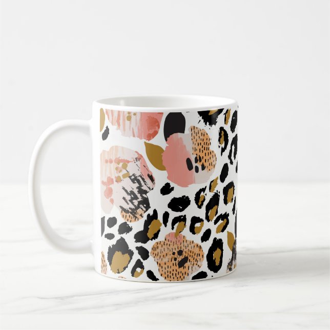 Floral, animal print, seamless pattern. coffee mug (Left)