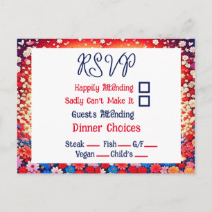 Floral Anime Couple Unique Wedding RSVP Postcard