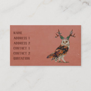 FLORAL ANTLER OWL Business Card