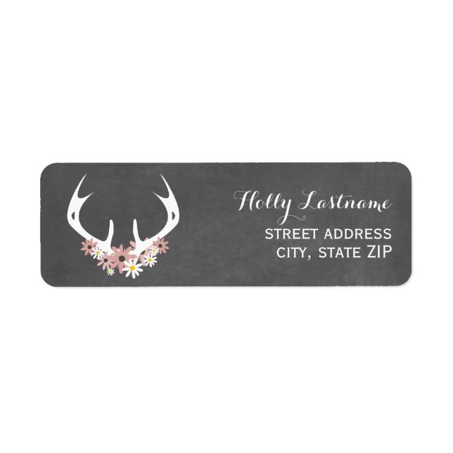 Floral Antlers + Chalkboard Inspired Label (Front)