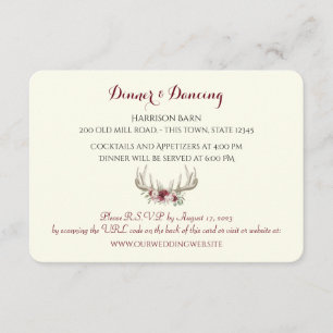 Floral Antlers Reception Card
